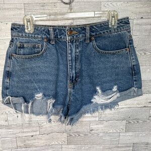 Jean Shorts Vintage Distressed High Rise Cut Off Size 30‎ micro mini forever 21
